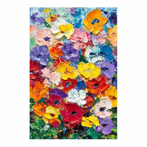 Tableau art grappes de fleurs multicolores grand format 70x100cm sans cadre