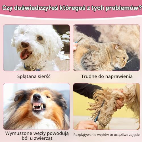 Zestaw 5 noży do usuwania włosów, wielofunkcyjny grzebień do usuwania włosów, grzebień węzłowy, narzędzie do usuwania włosów, dla zwierząt domowych, nóż do odfilcowywania ze stalowym ostrzem,