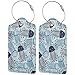 Produktbild Seamless Blue Hand Draw Qualle mit gepunkteten Mustern Gepäck Tags Koffer Handgepäck ID Intim Taschen Halter mit verstellbaren Riemen für Reisen Business , 2er-Set