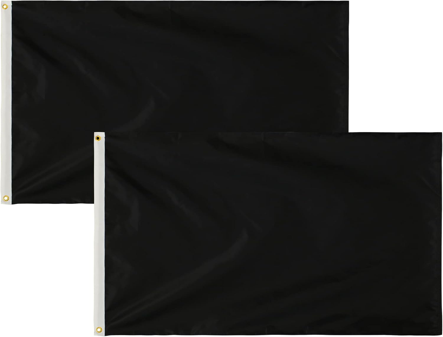 2 Pack Black 3x5 Feet Solid Color Flags,Plain Black Flag Heavy Duty High Wind Fade Resistant, Embroidered Solid Color Flag with Brass Grommets,DIY Decoration.