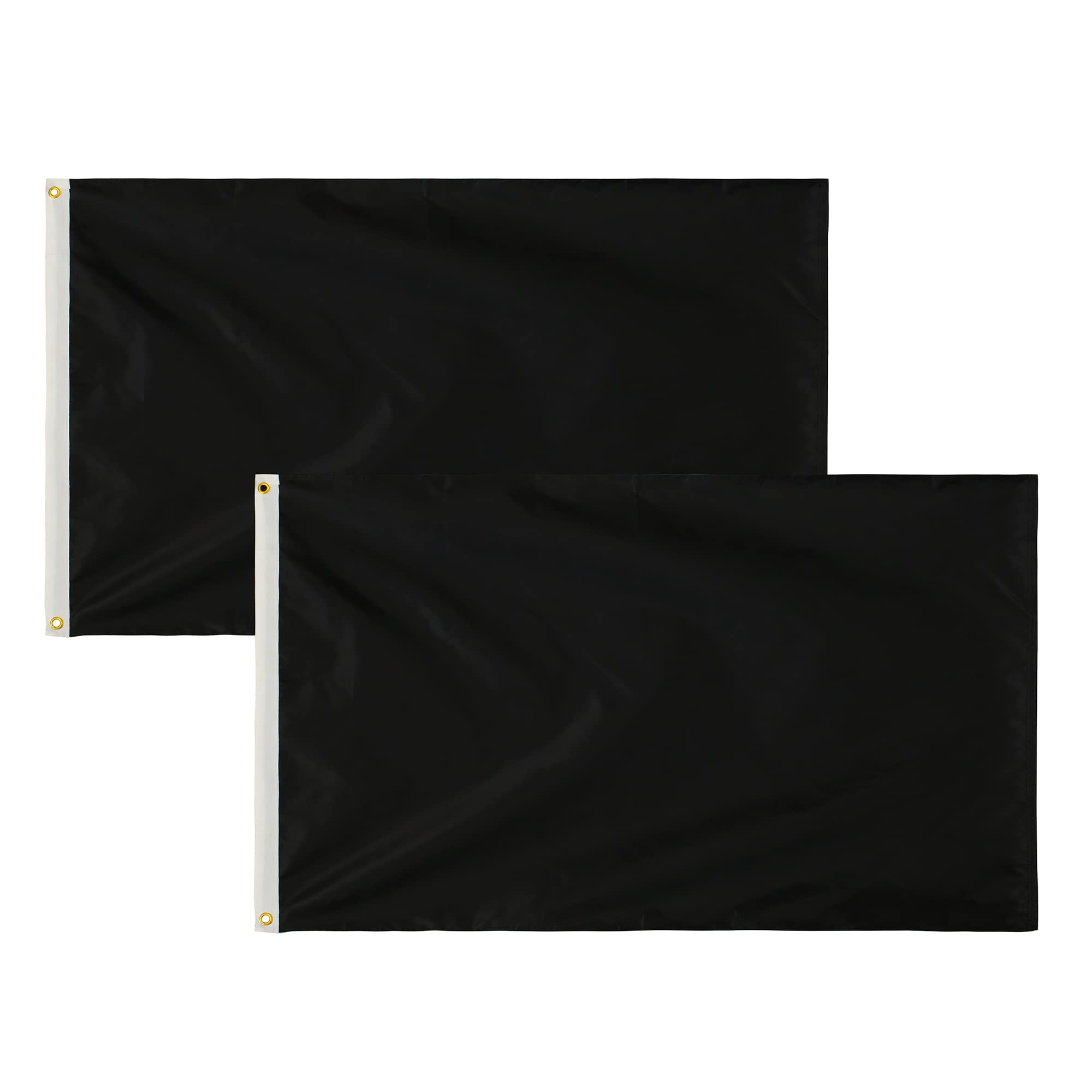 2 pack black 3x5 feet solid color flags,plain black flag heavy duty high wind fade resistant, embroidered solid color flag with brass grommets,diy decoration.