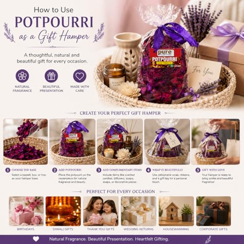 Image of Pure Source india Unscented Dried Flowers Leaves Potpourri Gift Bag for Home Decoration Room Office Bathroom Vase Fillers(50 GM Potpourri Bag Purple)