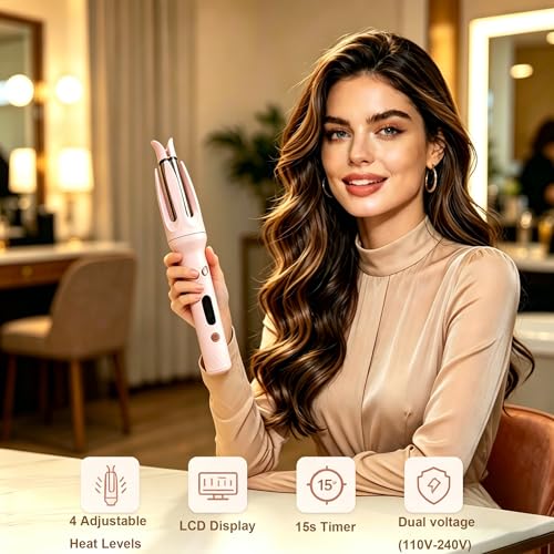 Image of Automatic Rotating Curling Iron, Anti-Tangle Self Hair Curler for All Hair