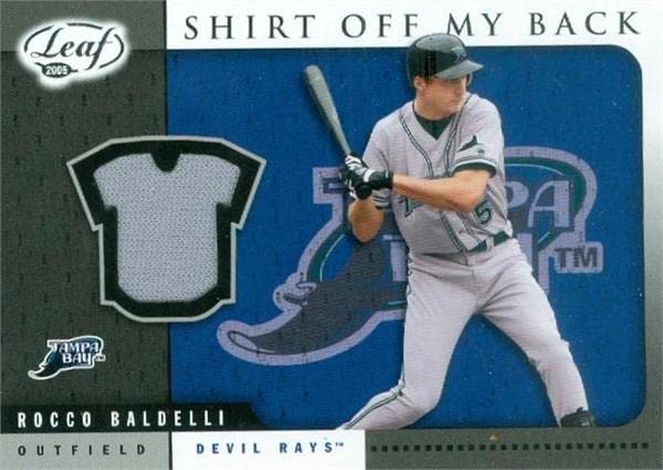 Autograph Warehouse 343537 Rocco Baldelli Player Worn Jersey Patch Baseball Card - Tampa Bay Rays 2005 Leaf Shirt of My Back No. SB-31