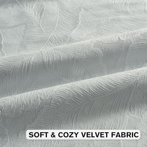 Image of FUTEI Pack of 2 Velvet Throw Pillow Covers 22x22 Inch Soft Embossed Leaf-Relief Textured Decorative Cushion Cases Modern Natural Farmhouse Accent for Couch Bed Living Room, Light Blue