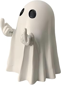 Halloween Ghost Ghost Figurine Creepy Cute Middle Finger Ghost for Kitchen or Entrance Vintage Decor Great Toys & Prizes for Adults and Kids gkk-001