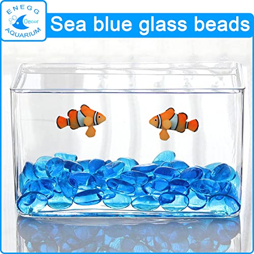 Enegg Fish Tank Decorative Glass Stones, 1 Lb Sea Glass Beads Artificial Crystal Gemstones For Aquarium Fish Tank, Crafts, Decor, Vase Filler, Flowerpot Decoration, Home Decoration (Sea Blue) #TOP2