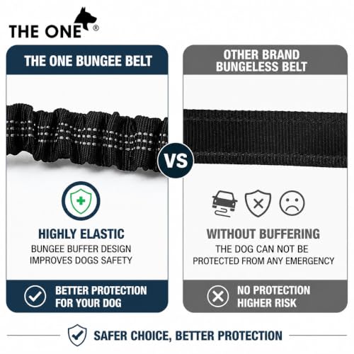 Image of Dog Seat Belts for Cars - Dog Seat Belt Adjustable Elastic Bungee - Strong Durable Dog Car Harness - Car Dog Seat Belt 360 Degree Swivel Attach Won't Twist, Reflective, Easy to Use (BLACK)