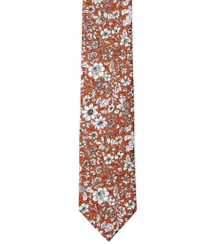 Image of BELLUNO Men's Cotton Floral Skinny Tie, 2.5 inch Width, with Gift Box