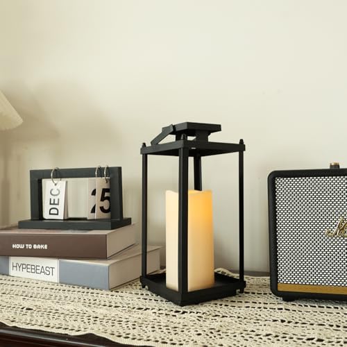 Image of NEEDOMO Lanterns Decorative Indoor& Outdoor, 13.4 inch Metal Tabletop Decor Lantern for Patio Home, Candle Holders for Home Kitchen Coffee Table Livinig Room Decor