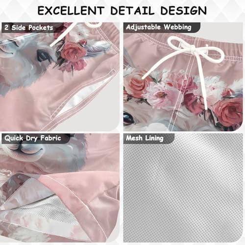 DOMIKING Floral Alpaca Toddler Boys' Swim Trunks Mesh Lining Swim Shorts for Hiking Swimming Adjustable Waist 2T3