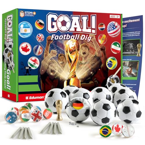 Football Dig Kit - 12-Pack Soccer Excavation Toys with Trophy & Country Balls, STEM Educational Digging Toy Gift for Kids 8+, Fun Birthday Present for Young Football Fans, 2026 Soccer Race