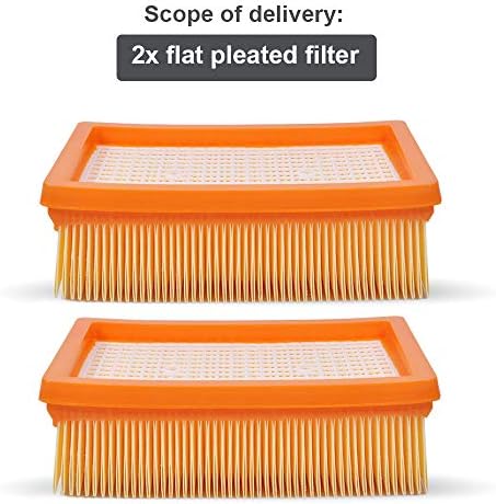 KEEPOW 2 Pack Flat Pleated Filter for Multi-Purpose Vacuum Cleaner Karcher WD4, WD5, WD6, MV4, MV5, MV6, Wet & Dry Vacuum Cleaner Filter Replacement