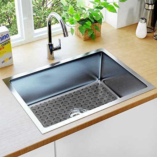 Qulable 2Pack Sink Mats For Bottom Of Kitchen Sink - Pvc Sink Protectors For Stainless Steel Sinks, Adjustable Sink Protector Drain Mat, Checkered Pattern Design, 11.8X15.7 (Soild Gray) #TOP5