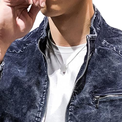 DGHM-JLMY Mens Casual Classic Denim Jacket Vintage Stand Collar Zipper Jacket Slim Fit Fashion Jean Coat With Zipper Pockets2