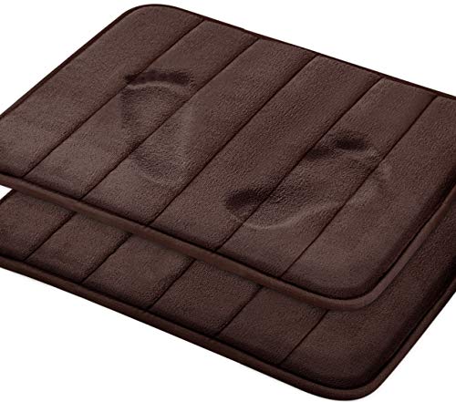 Magnificent Memory Foam Bath Mat, 2 Pack, 17 x 24 Bathroom Rugs, Non Slip Ultra Absorbent, Chocolate