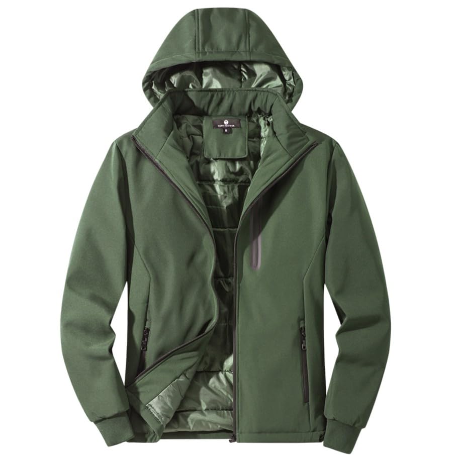 TONY BACKER Giacca Uomo Invernale Softshell Impermeabile Antivento con Cappuccio Staccabile, Giubbotto Cappotto Casual Trekking 3510