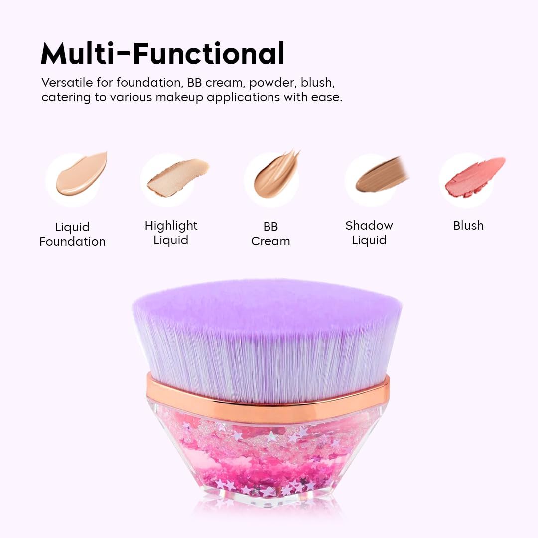 VernoCraft Foundation Makeup Brush Kabuki Hexagon Face Blush Brush For Liquid Cream And Powder Cosmetics Soft Bristles Pack Of 1 Crystal Purple 3