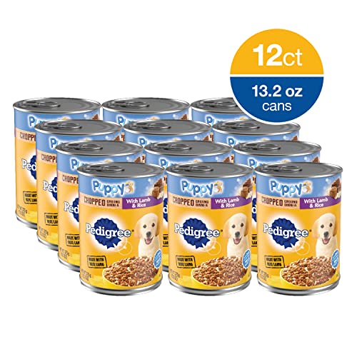 PEDIGREE CHOPPED GROUND DINNER Puppy Canned Soft Wet Dog Food With Lamb & Rice, 13.2 oz. Cans (Pack of 12) PEDIGREE CHOPPED GROUND DINNER Puppy Canned Soft Wet Dog Food With Lamb & Rice, 13.2 oz. Cans (Pack of 12)