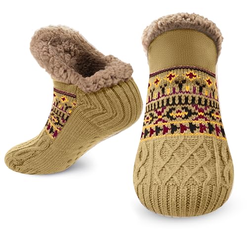 Image of Fluffy Fuzzy Warm Slipper Socks for Women Men Thick Fleece Lined Non-Slip Socks Indoor Floor ChristmasGiftsfor women Winter super Soft Warm Cozy Grip Socks
