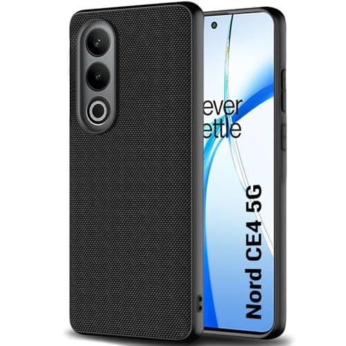 Image of TheGiftKart Back Cover Case for OnePlus Nord CE 4 5G | Slim & Lightweight | Ultra-Premium Design | Camera Protection Bump | Fabric Texture Case Cover (PC & TPU, Black)