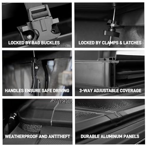 Image of 5ft FRP Hard 3-Fold Truck Bed Tonneau Cover fits 2019, 20, 21, 22, 23, 2024 Ford Ranger 5' 1 inch (61 inch) Bed | Easy to Install & Lighter, Security Lock & Waterproof Cover | Not fit Cargo Management Rails