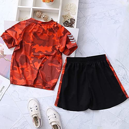Image of Boys Summer Clothing Sets Kids Outfit Set Camouflage Short Sleeve T-Shirt+ Shorts Sportswear 3-13Years