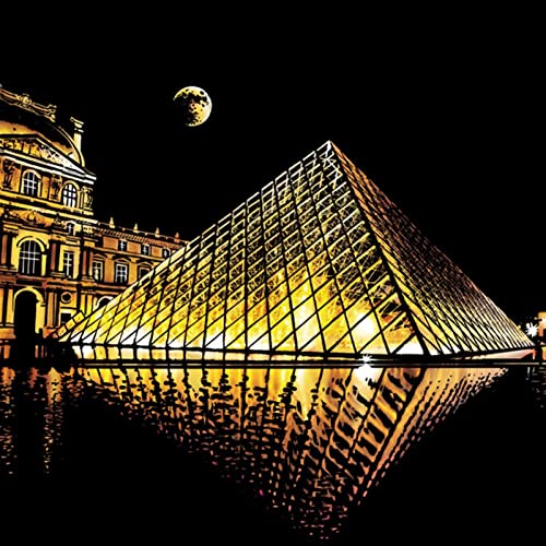 Creative Adult City Night Scene Scratch Painting Creative DIY Handmade Scratch Painting World Famous City Night View Kids Gifts (Color : Louvre)