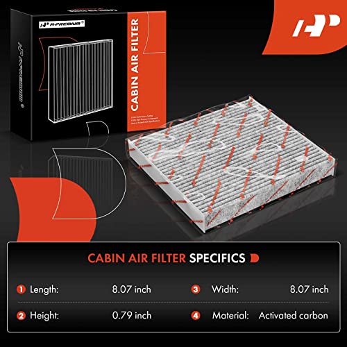 A-Premium 2-Pc Cabin Air Filter With Activated Carbon Compatible With Toyota, Dodge & Pontiac Models - Tacoma 2005-2023, Dart 2013-2016, Vibe 2003-2008 - Replace# Cf10374 #TOP1