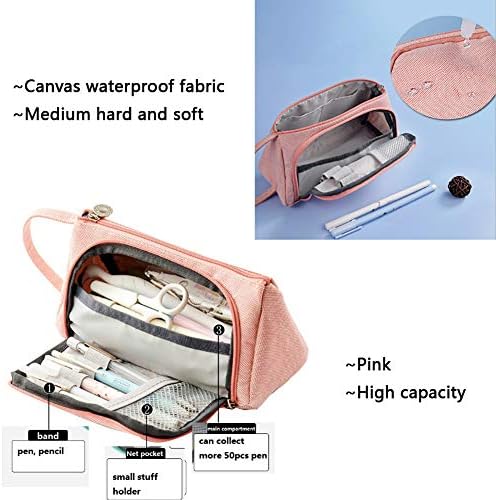 Big Pencil Cases Pink for Women,Cool School Stationary Set Supplies with 10 Color Gel Pens 6 Highlighters 400 Sheets Sticky Notes for Teenage Boys Girls25pcs Set) (black1)