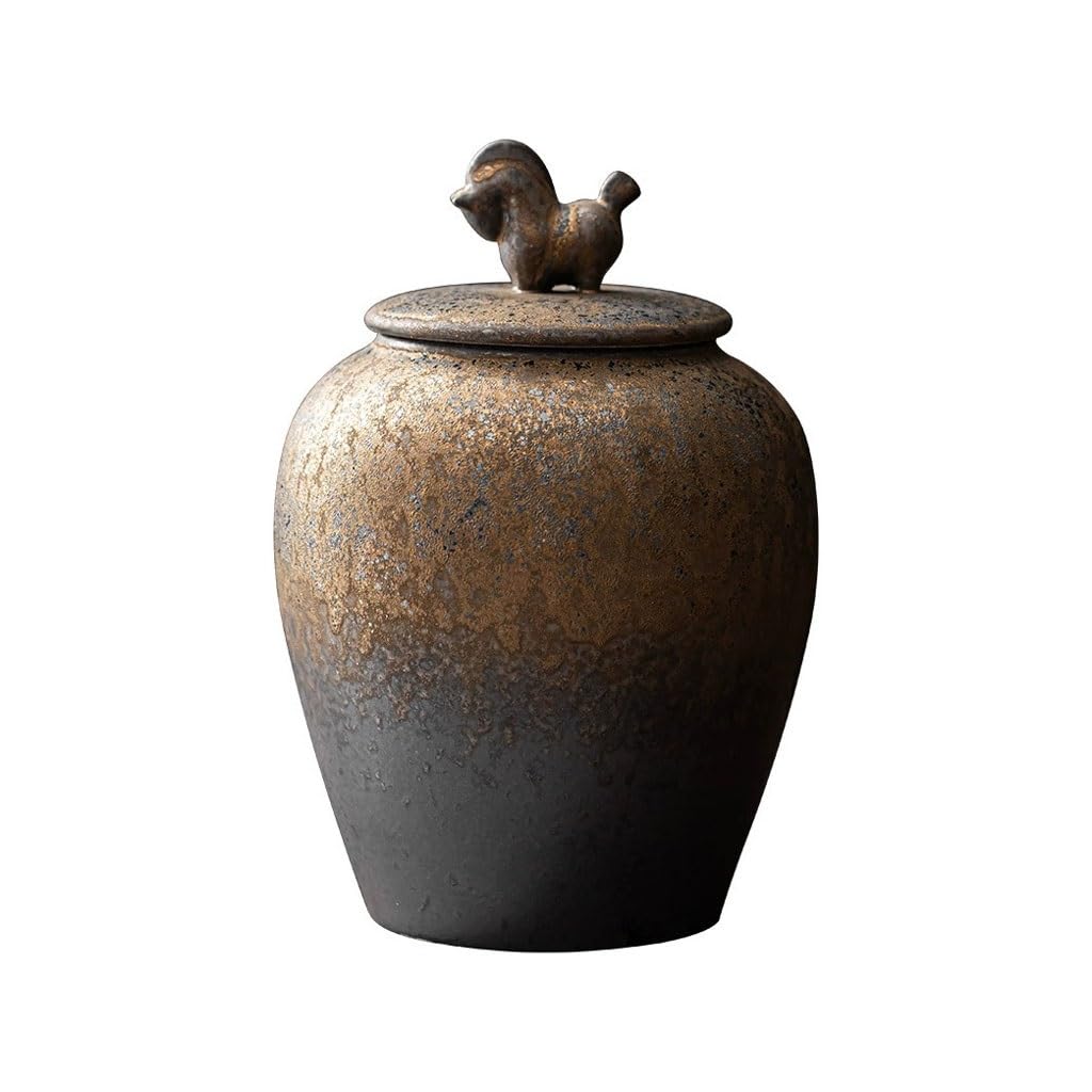 ENGENDER Tea Storage Jar Retro Ceramic Tea Can Household Sealed Storage