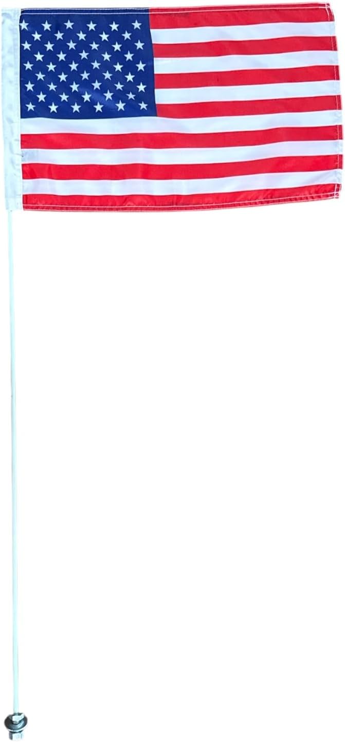 JLP 6 Ft Tall 1/4 In Pole 19x12 In Flag Whip Go-Kart Off-Road Out Door Sports 4X4 Glamis Sand Dunes PWC-ATV-UTV-SXS Motorcycle Glamis Sand Dunes USA AMERICAN FLAG
