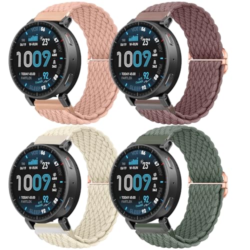 WindRen Correas de 22mm Trenzado compatible con Amazfit GTR 4/3/3 Pro/Amazfit GTR 2e/2/Amazfit GTR 47mm/Bip 5/6/Amazfit Balance 2, Pulsera deportiva de nailon elástico suave para mujeres y hombre