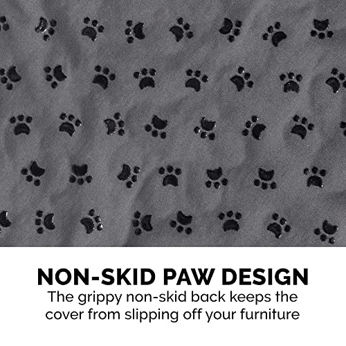 Image of Furhaven Waterproof & Non-Slip Sofa /Couch Cover Protector for Dogs, Cats, & Children - Quilted Paw Print Living Room Furniture Cover - Gray, Sofa