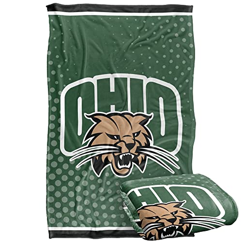 Ohio University Bobcats Blanket, 36"x58" Logo Dots, Silky Touch Super Soft Throw