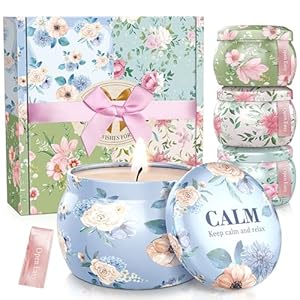 BlissfulOasis Scented Candles Set, 17.6 oz 4 Pack Home Scented Candles, 100-120 Hours Candle Present for Men and Women, Long Lasting Soy Wax Aromatherapy Candles Gift for Birthday, Christmas Day