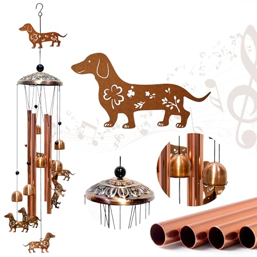 Dachshund Dog Chimes for Outside Windchime Metal Garden Decor Memorial Gift