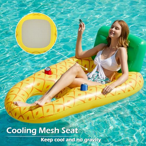 Image of Jasonwell Inflatable Pool Float Adult - Pool Floaties Lounger Floats Raft Floating Chair Water Floaties for Swimming Pool Lake Lounge Float with Cup Holders Beach Pools Party Toys for Adults
