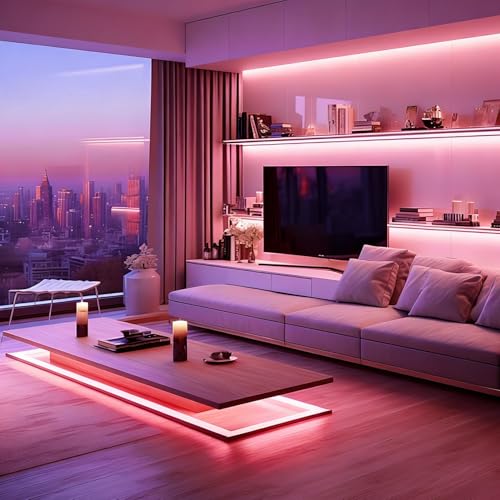 Image of ZSLAIFU 5V USB LED Light Strip, COB LED Strip Lights, Pink 5V LED Lights, Small LED Strip Light, TV Lights for TV Under Cabinet Kitchen Living Room Shelving or Displays (Pink, 3.28ft)