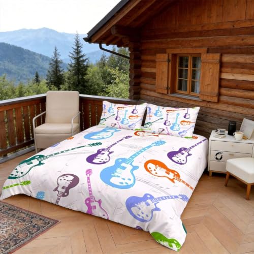 Housse de couette 200x200 guitare imprimée 3D graffiti musical en microfibre - 4