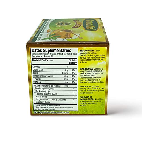 Broncomiel Tea Bags – Honey Herbal Tea For Coughing And Soreness – Eucalyptus, Ginger And Lemon Tea – Sweet Honey Flavor – Easy To Prepare – Herbal Tea Supplement -3 Boxes With 20 Bags Each #TOP4