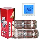 elektrische Fußbodenheizung FOXYMAT.SL RAPID (200 Watt pro m²) mit Thermostat QM-BLUE, 18 m² (2 x 9m²)