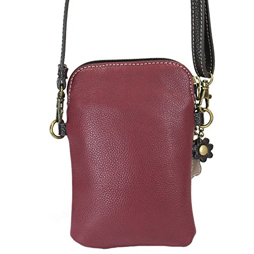 CHALA Dog Lovers Paw Print Cellphone Convertible Strap Crossbody Handbag Dog Lovers, Dog Mom (Ivory/Maroon)2