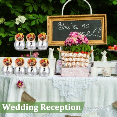 Image of Jinei 12 Pcs Silver Mirror Disco Ball Vases for Wedding Flowers,3 inch X 4 inch