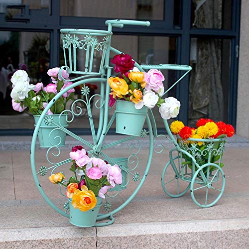 XIU Flower Stand-Flower Rack Bicycle Shape Iron Art Floorstanding Creative Multi-Layer Living Room Balcony Indoor and Outdoor Green Plant Flower Stand（84 * 32 * 70Cm，Color Multiple Choice）,Green