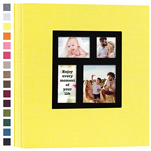 Álbum de fotos para bodas y bebés en lino amarillo con capacidad de 600 imágenes 2