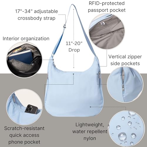 Image of Baggallini Swift Hobo Crossbody Bag for Women - Lightweight 15.7 inchx16 inch Travel Purse Handbag Hobo Bag