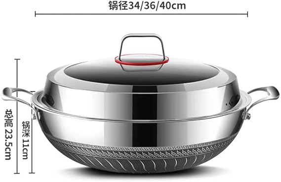 Stainless Steel Frying Pan Ear Non-Stick Pan Pan Non-Smoke Stew Pan(36CM)