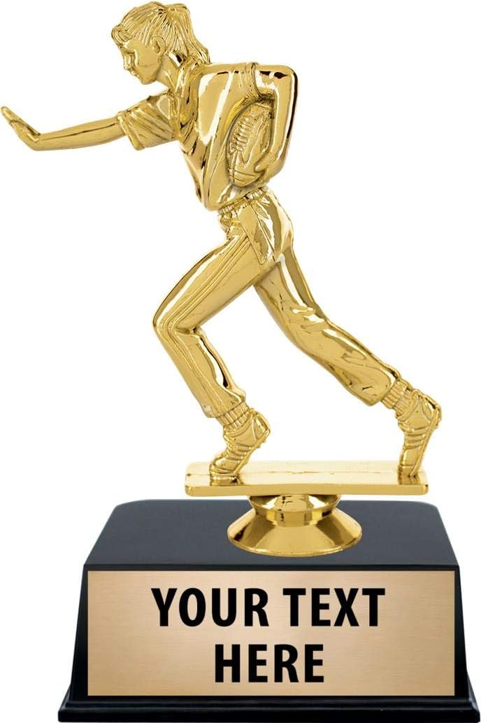 Crown Awards Flag Football Trophies with Custom Engraving, 6" Personalized Female Flag Football Trophy On Black Base