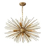 GOMUNIN Astra Sputnik Satellite Pendant Light 9-Light Gold Sputnik Chandelier Mid Century Starburst